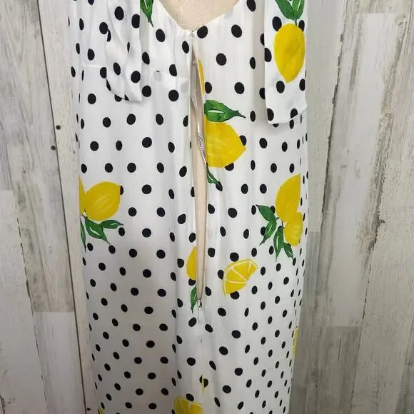 Lovers + Friends Womens Jen Dress Size M Lemon Polka Dot Shift Revolve White NWT - Picture 6 of 10